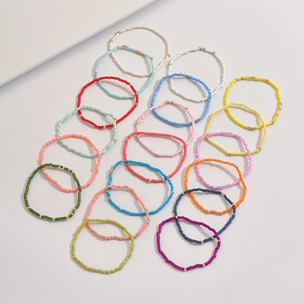 Boho Farbige Perlenarmband Set