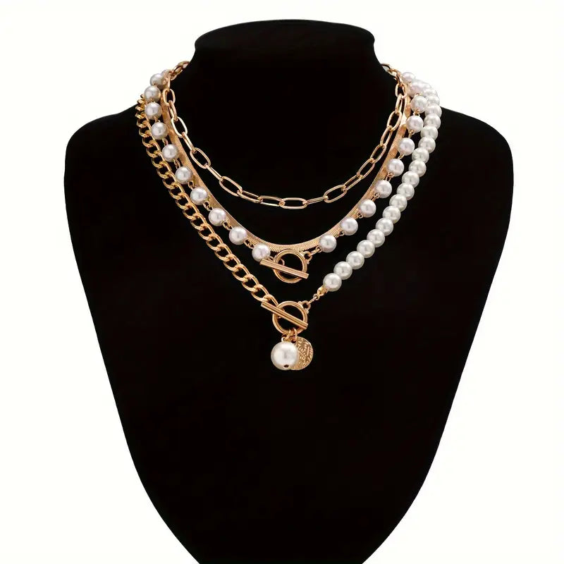 Modernes Perlen-Layering-Halsketten-Set