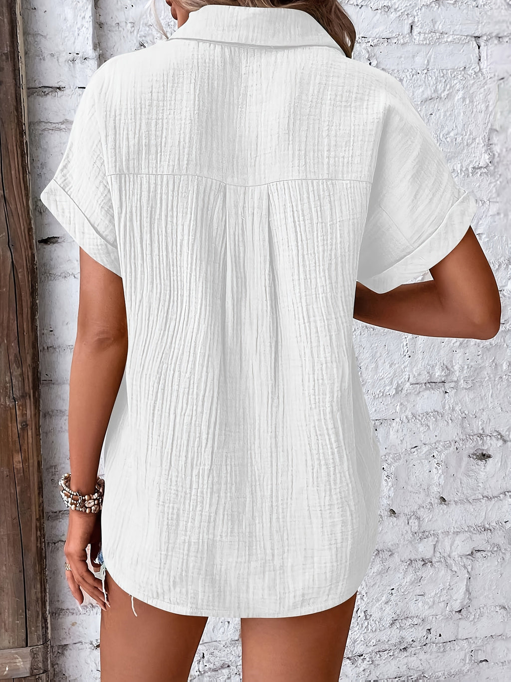 Emery | Texturierte Button-Up Sommerbluse