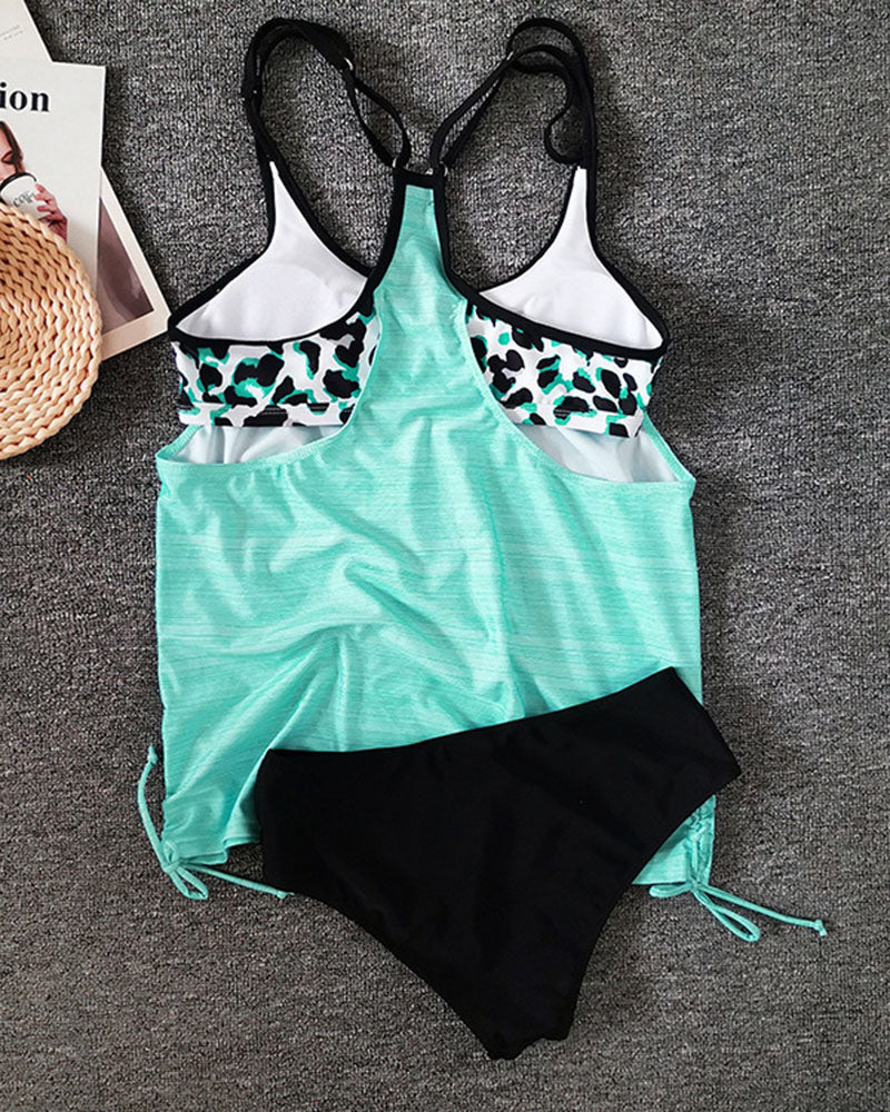 Augustus | Unifarbener Tankini mit Leopardenmuster