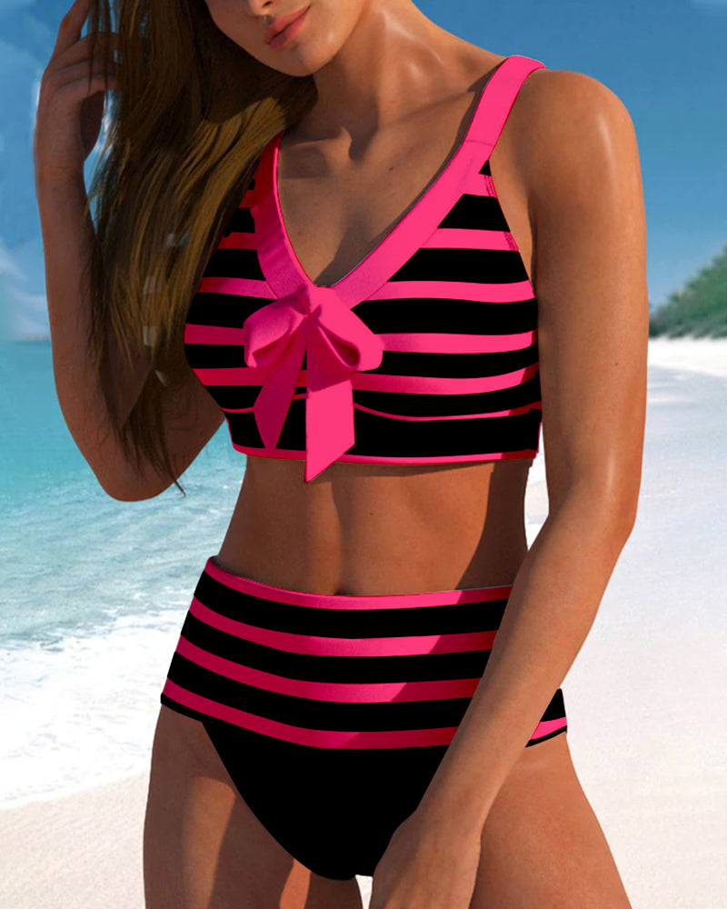 Maya | Gestreifter Bikini mit hoher Taille
