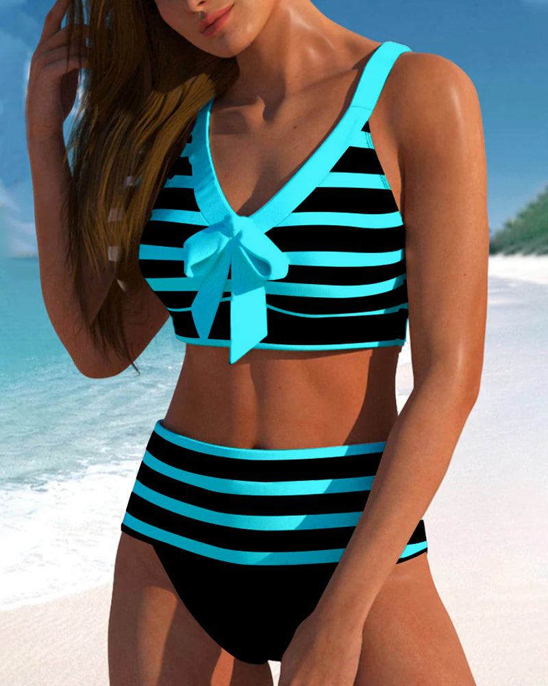 Maya | Gestreifter Bikini mit hoher Taille