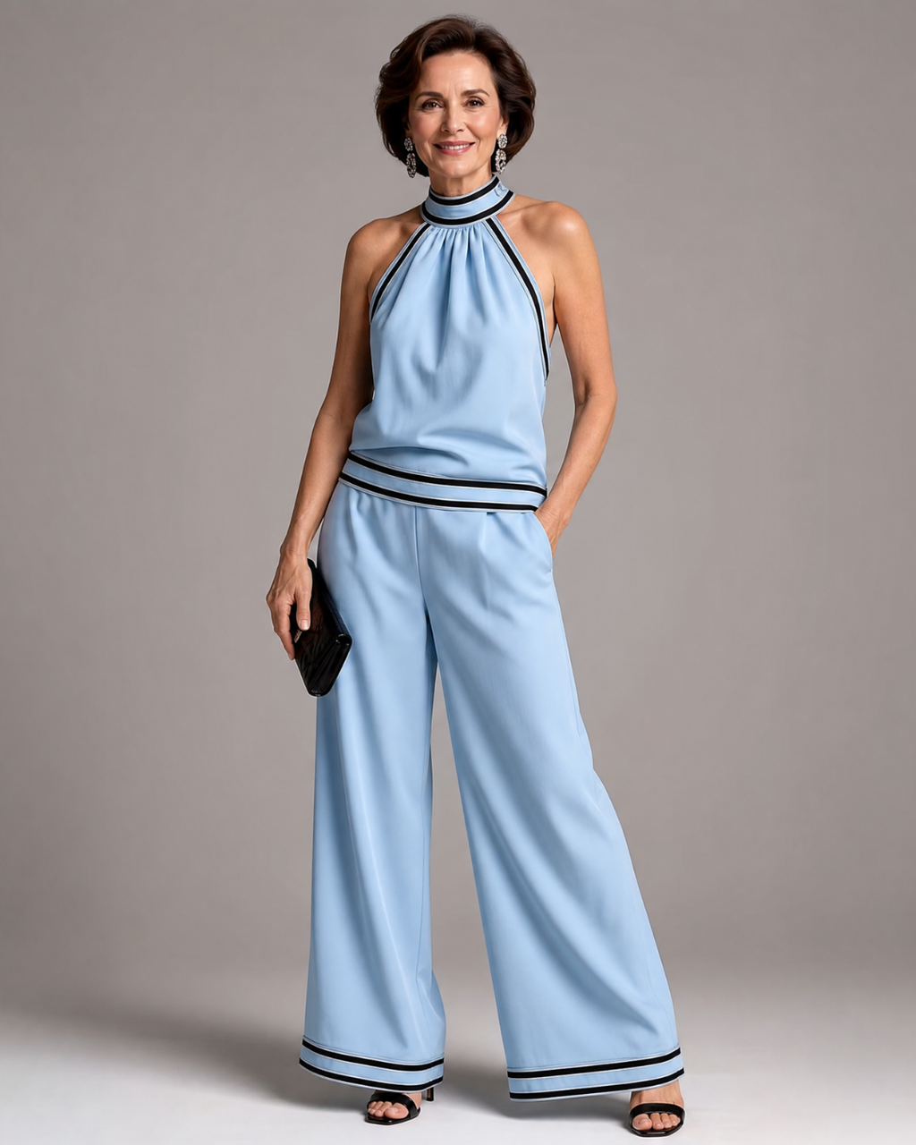 Zephyrine | Jumpsuit mit Kontrastbesatz und weit geschnittenem Bein