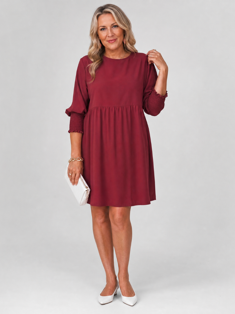 Corinne | Mini-Kleid mit langen Ärmeln und gerafften Manschetten