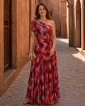 Zarephine | Maxikleid mit Wasserfarben-Print und einem Schulterträger