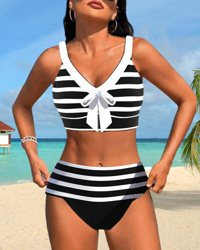 Maya | Gestreifter Bikini mit hoher Taille
