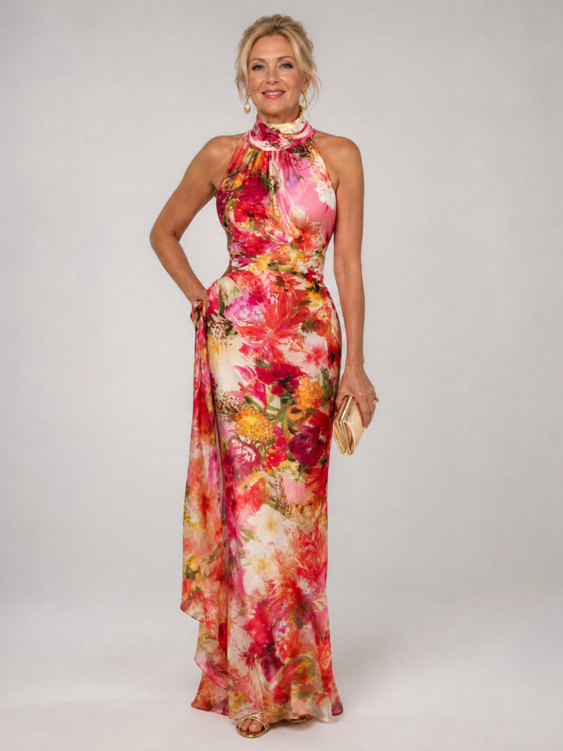 Elisabetta | Maxikleid mit Halterneck und floralem Muster