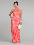 Coraline | Halter Neck Gedrucktes Muster Maxi Kleid