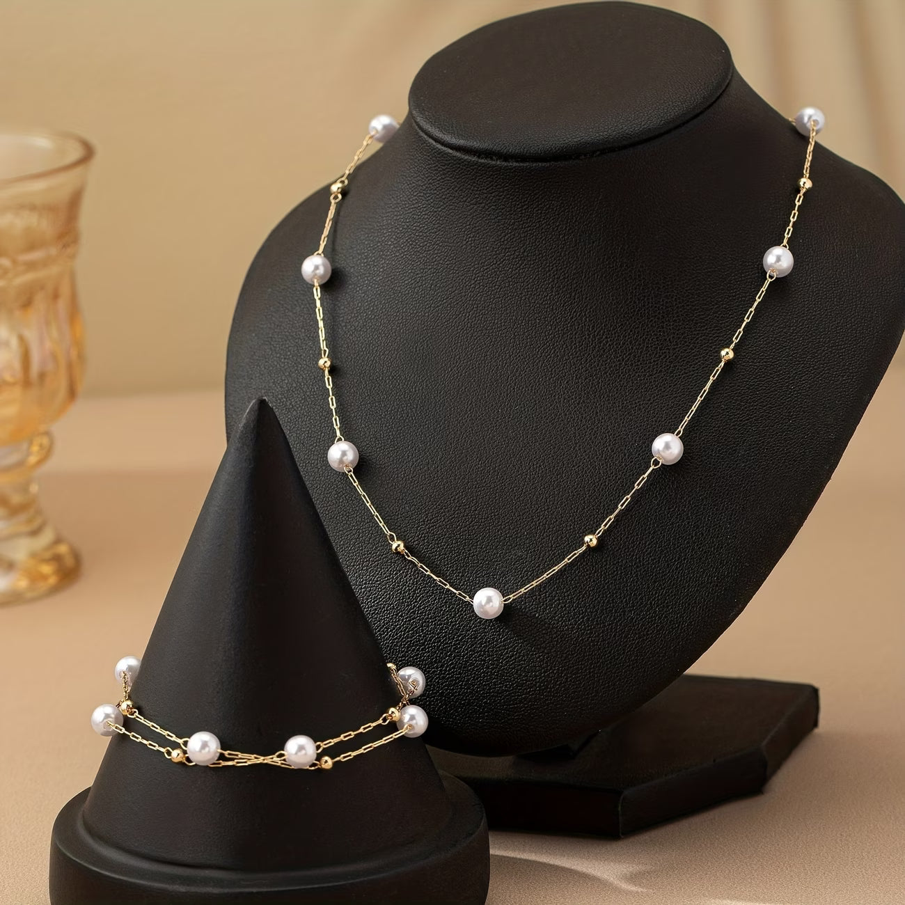 Zierliches Perlenkette Schmuckset