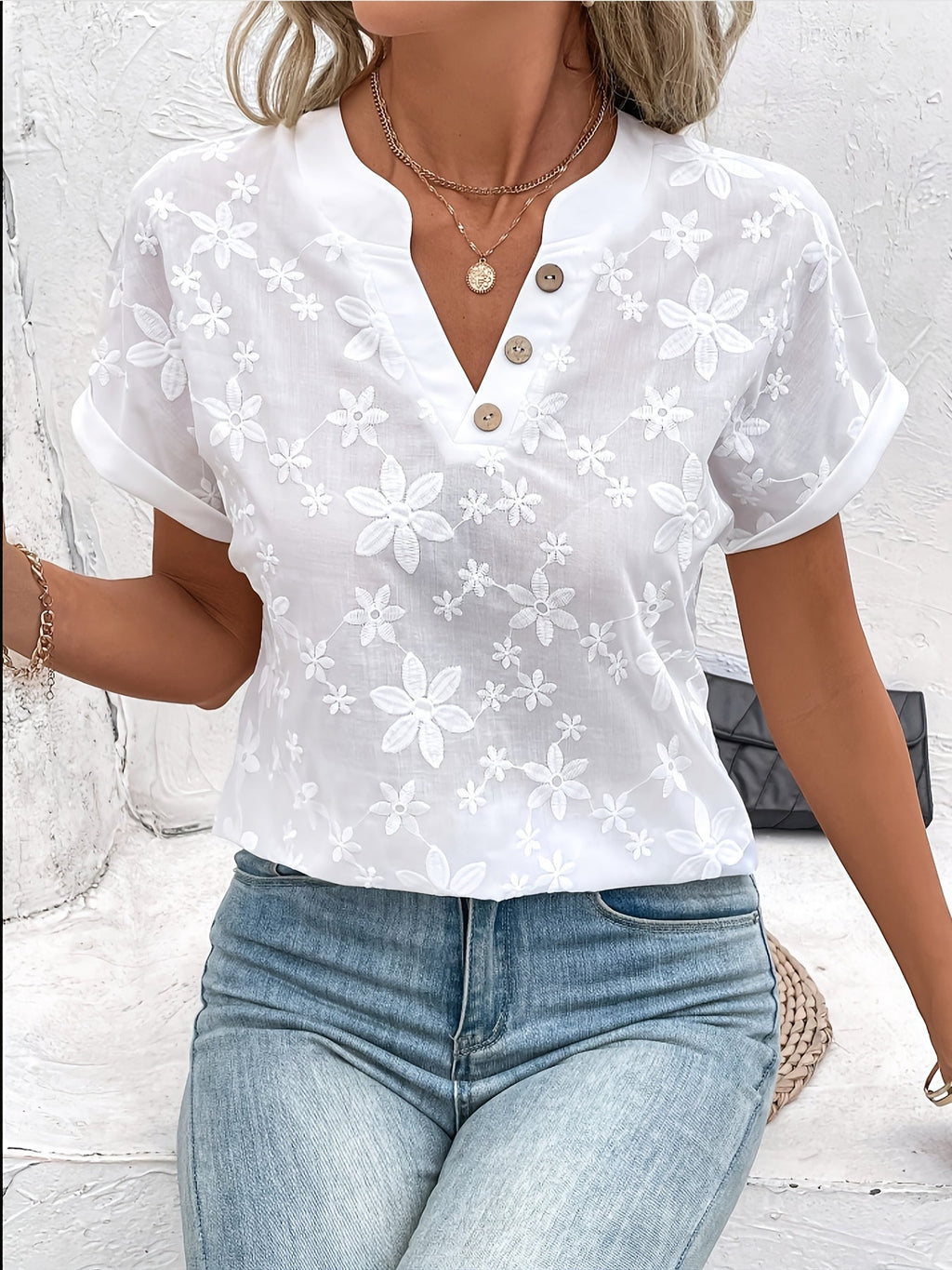 Hasel | Florale V-Ausschnitt Bluse