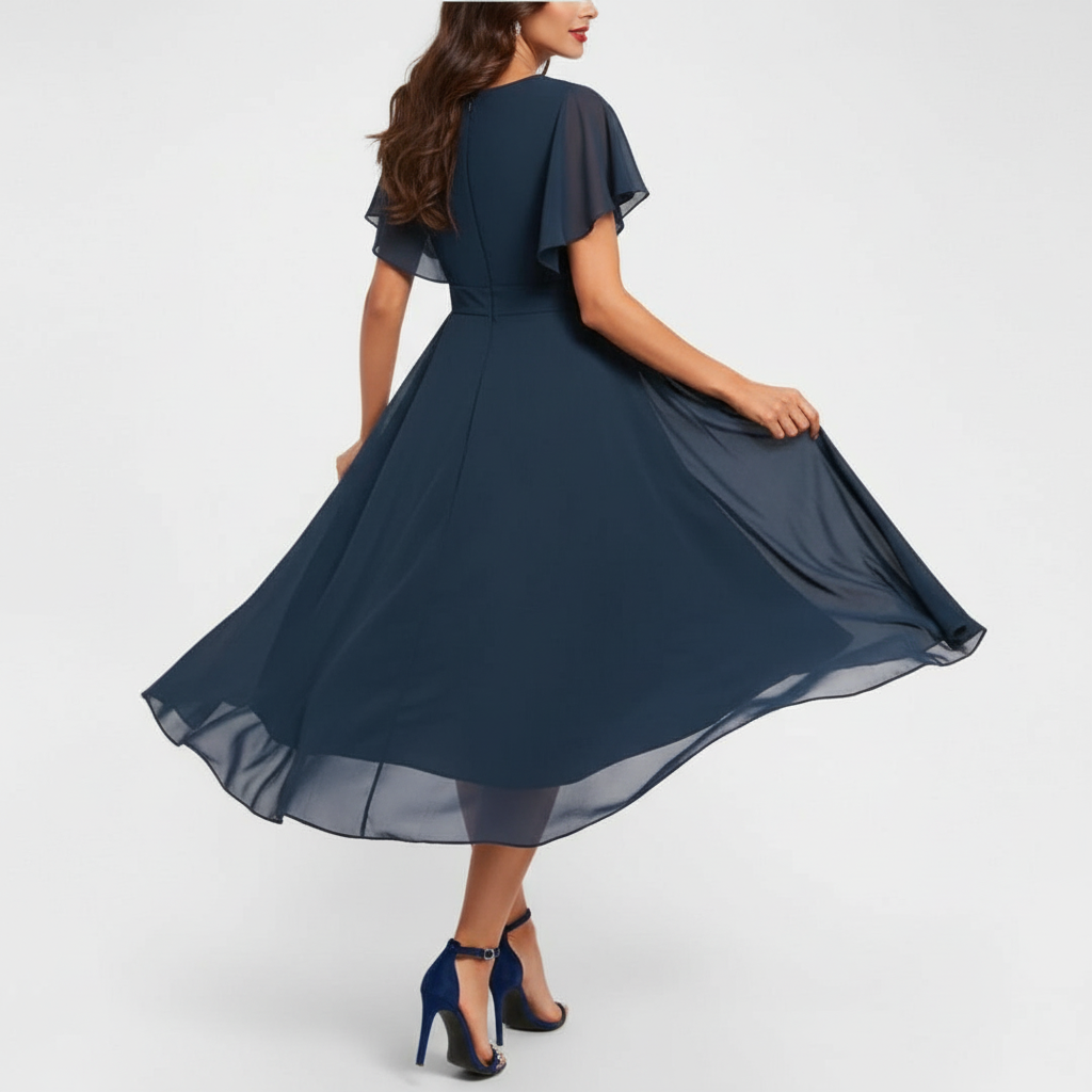 Clarissa™ Fließendes V-Ausschnitt Maxikleid