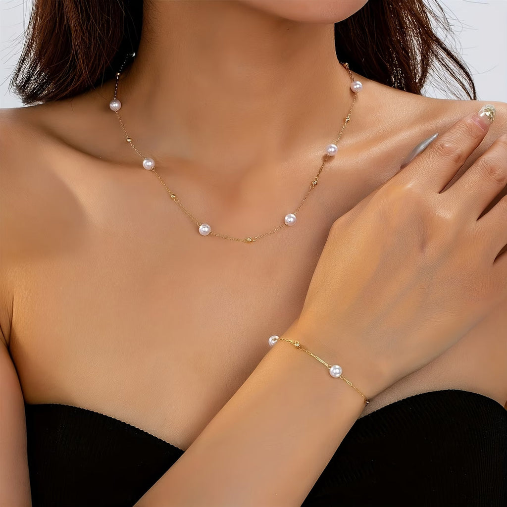 Zierliches Perlenkette Schmuckset