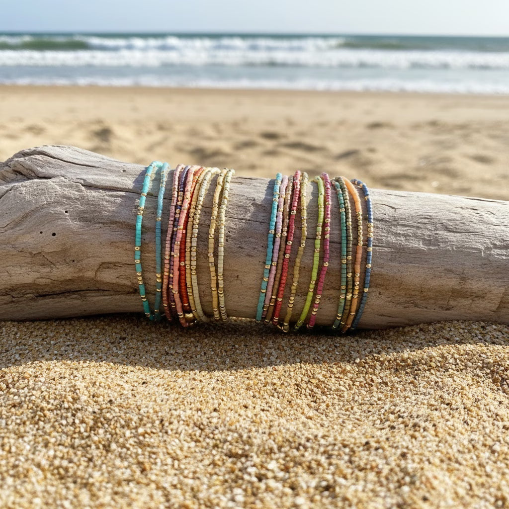 Boho Farbige Perlenarmband Set
