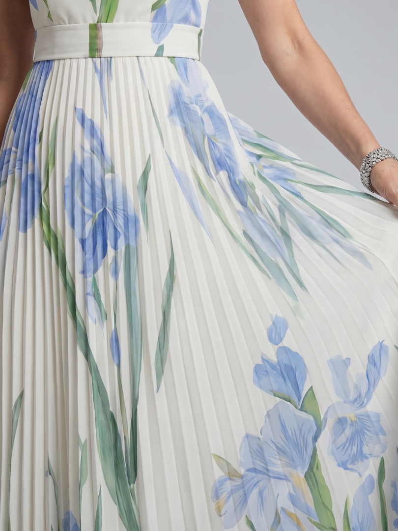Ophelia | Ärmelloses Midikleid mit quadratischem Ausschnitt und floralem Muster