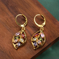 Vintage Ohrringe in Mehrfarben Goldblatt