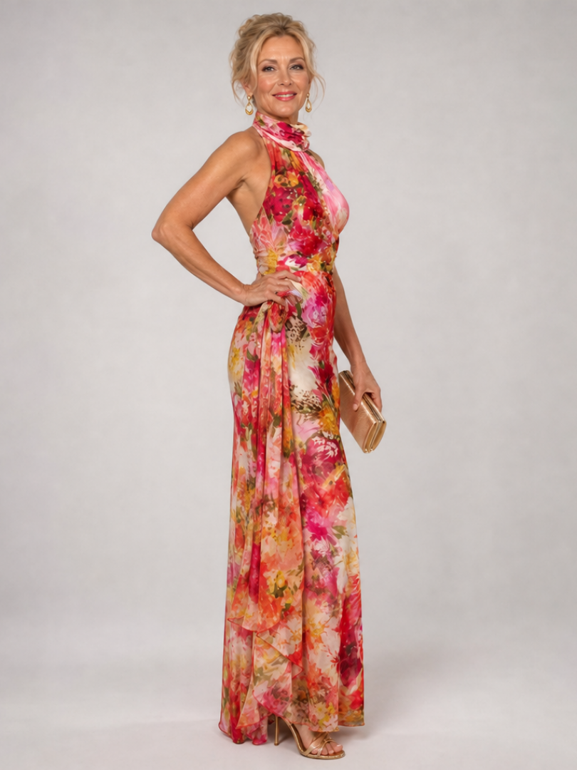 Elisabetta | Maxikleid mit Halterneck und floralem Muster