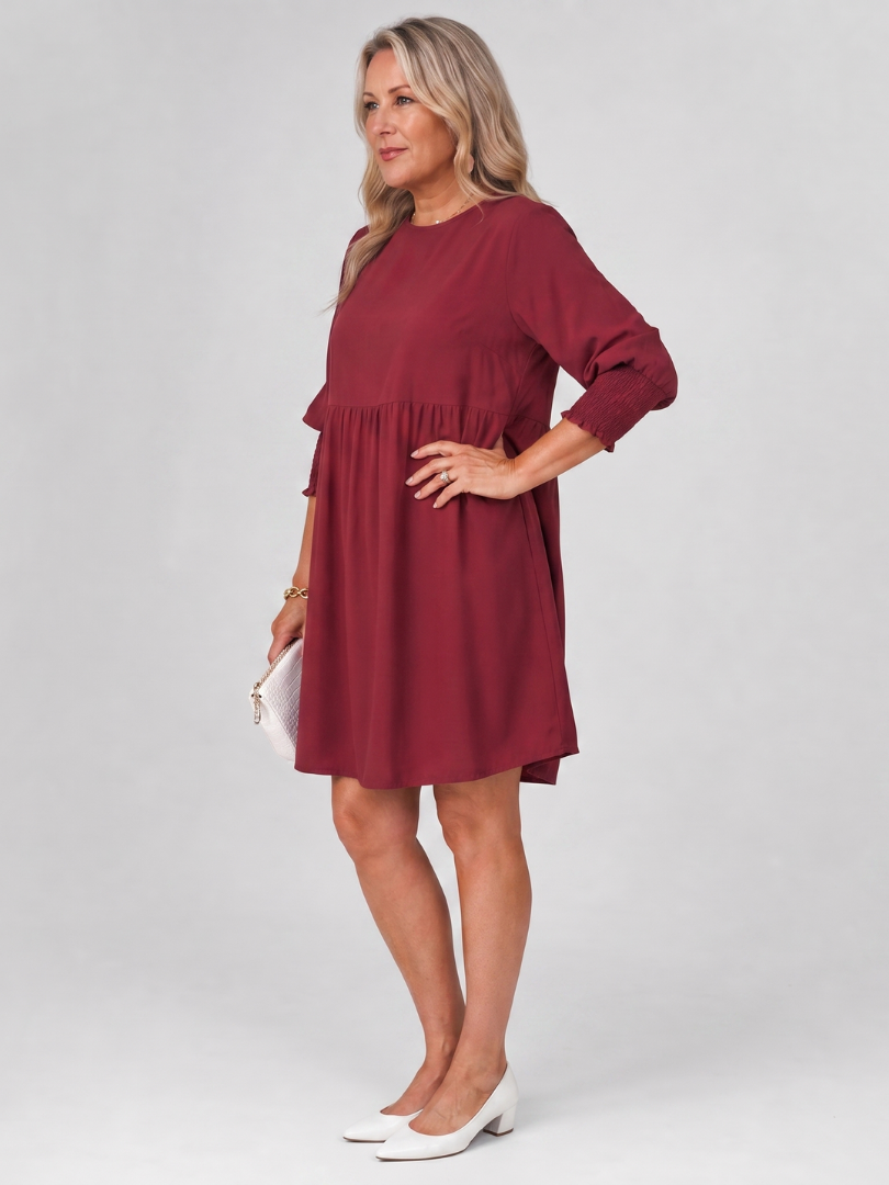 Corinne | Mini-Kleid mit langen Ärmeln und gerafften Manschetten