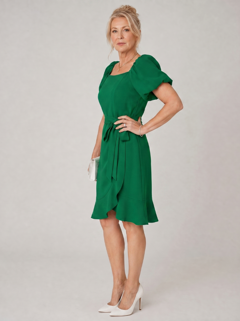 Ruosa | Mini-Kleid mit kurzen Puffärmeln und seitlichem Bindeband