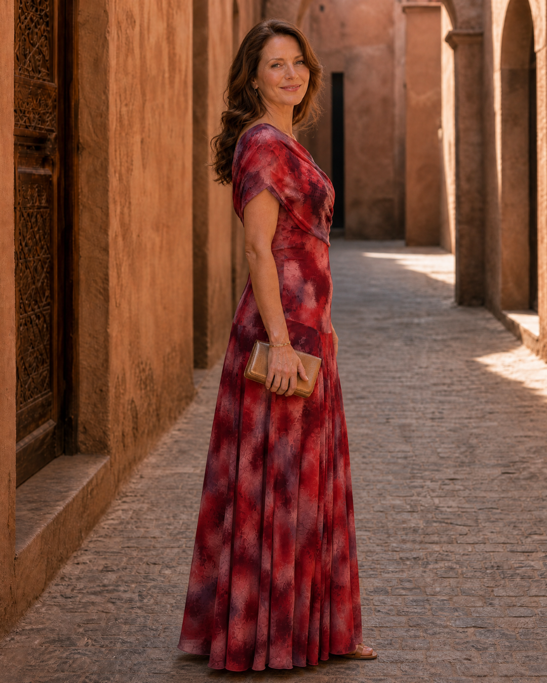 Zarephine | Maxikleid mit Wasserfarben-Print und einem Schulterträger
