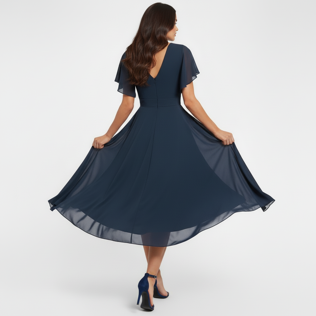 Clarissa™ Fließendes V-Ausschnitt Maxikleid