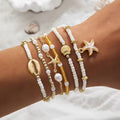 Küsten Gold- und Perlenarmband Set von 6