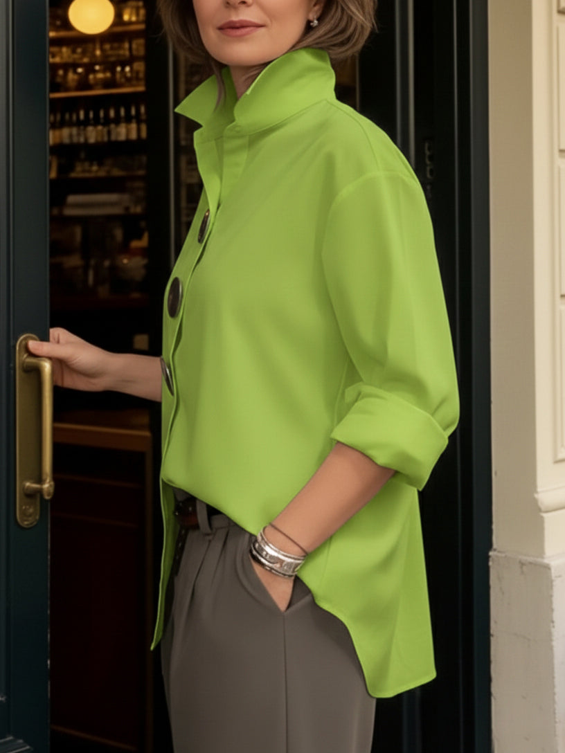 Rosalind | Statement-Knopf Stehkragenbluse