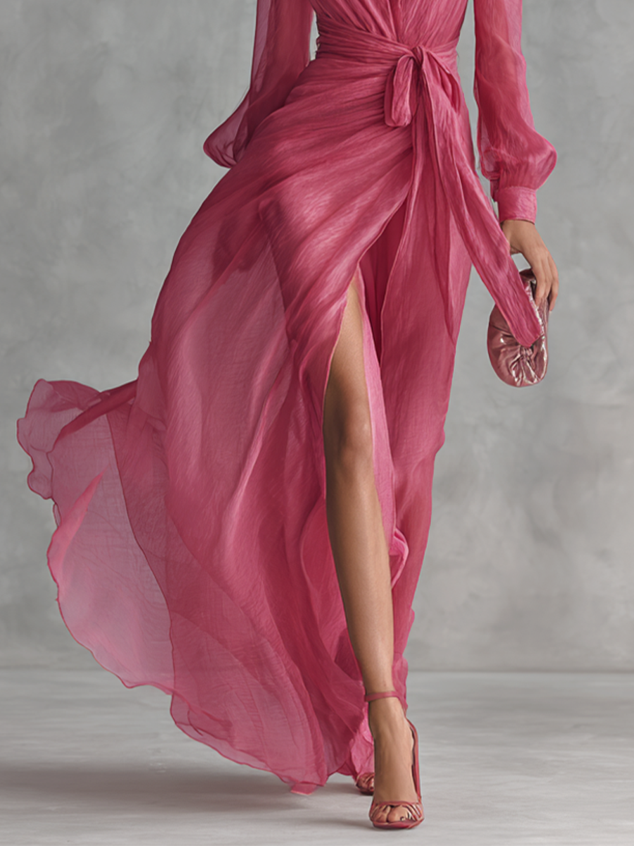 Roze Kleid V-Hals