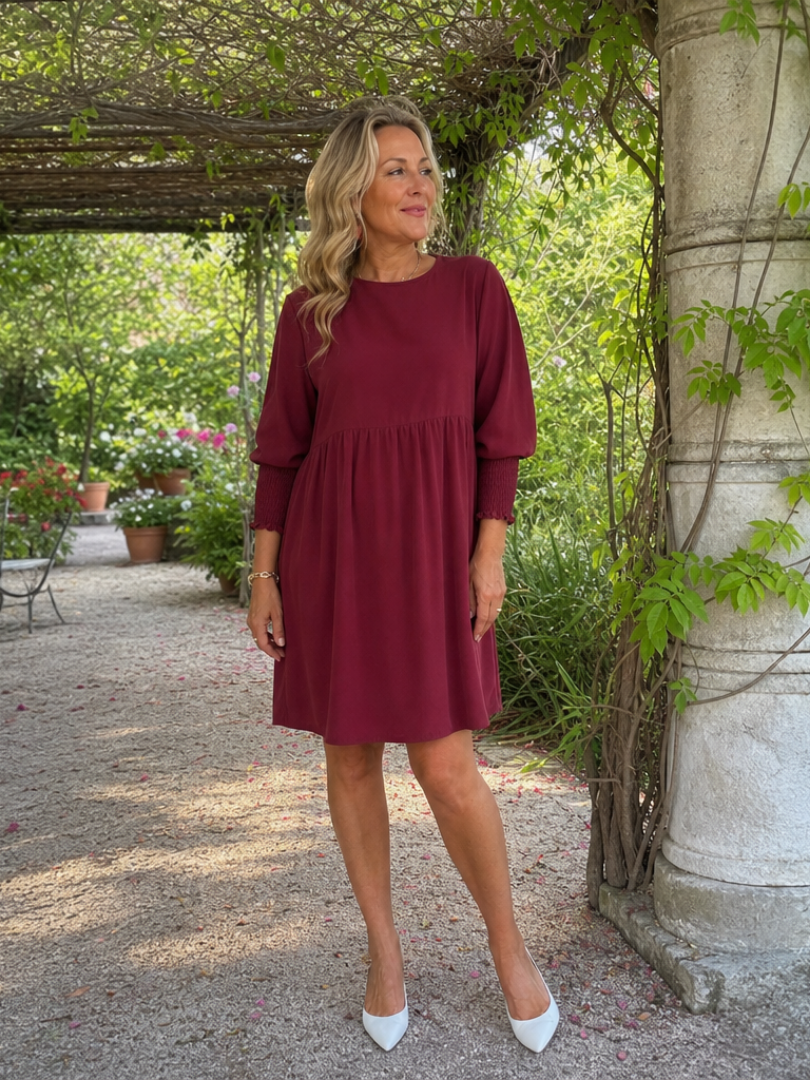 Corinne | Mini-Kleid mit langen Ärmeln und gerafften Manschetten
