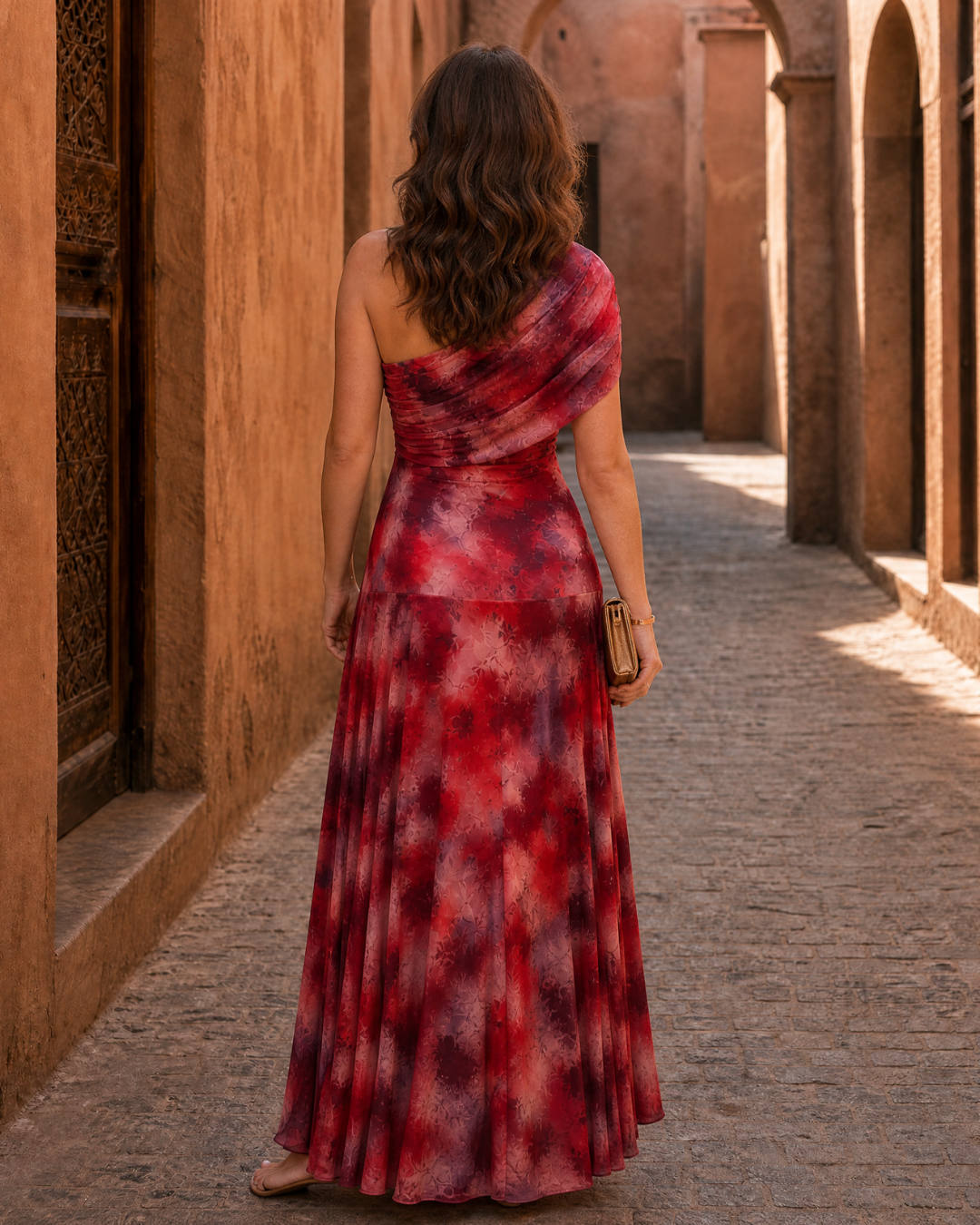 Zarephine | Maxikleid mit Wasserfarben-Print und einem Schulterträger