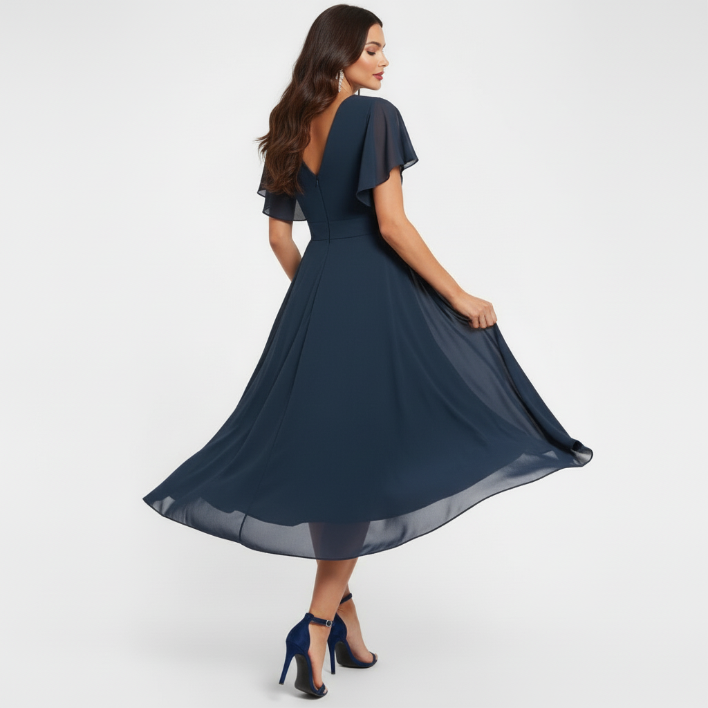 Clarissa™ Fließendes V-Ausschnitt Maxikleid