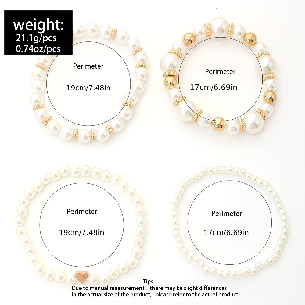 Perlen-Stapelarmband-Set aus 4 Teilen