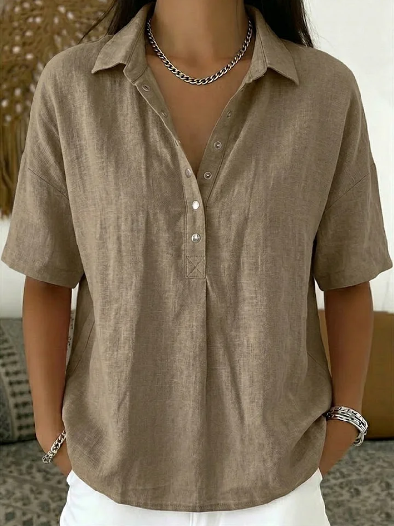 LINIA | ELEGANTE BLUSE MIT KRAGEN UND KNOPFLEISTE