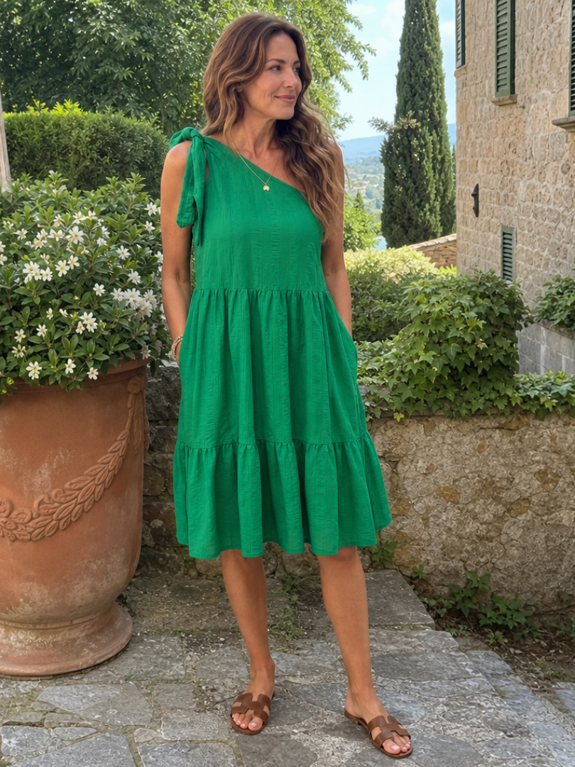 Zema | Ein Schulter Schleifen Detail knielanges Kleid