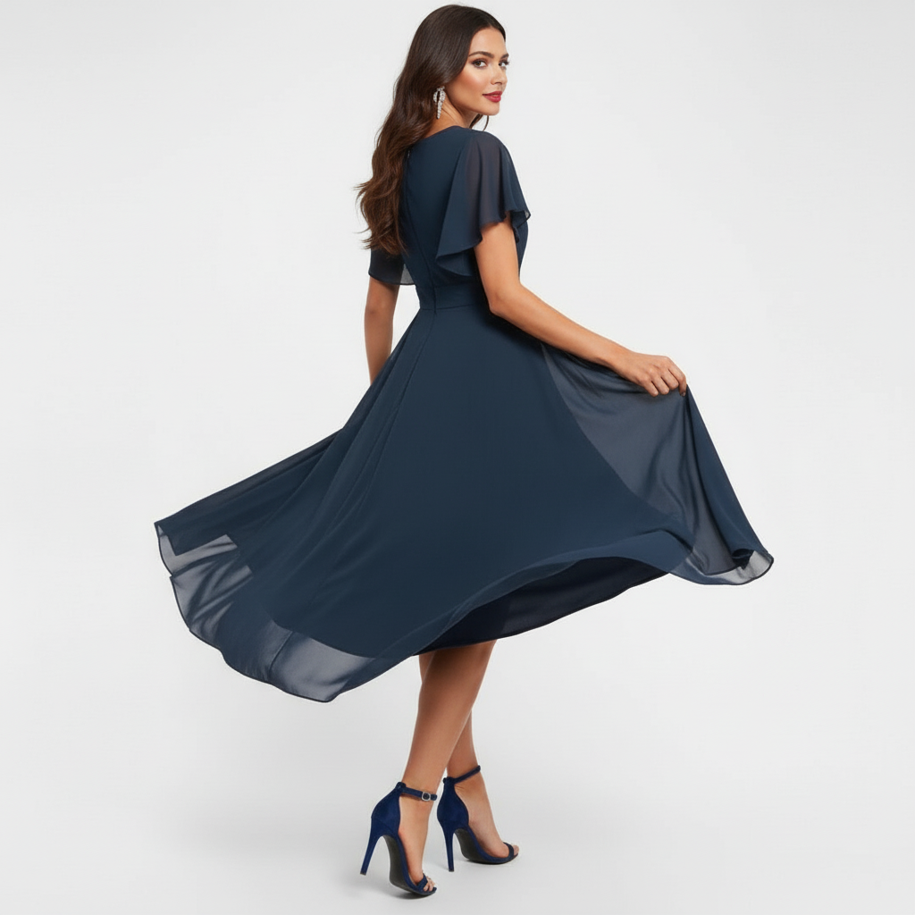 Clarissa™ Fließendes V-Ausschnitt Maxikleid