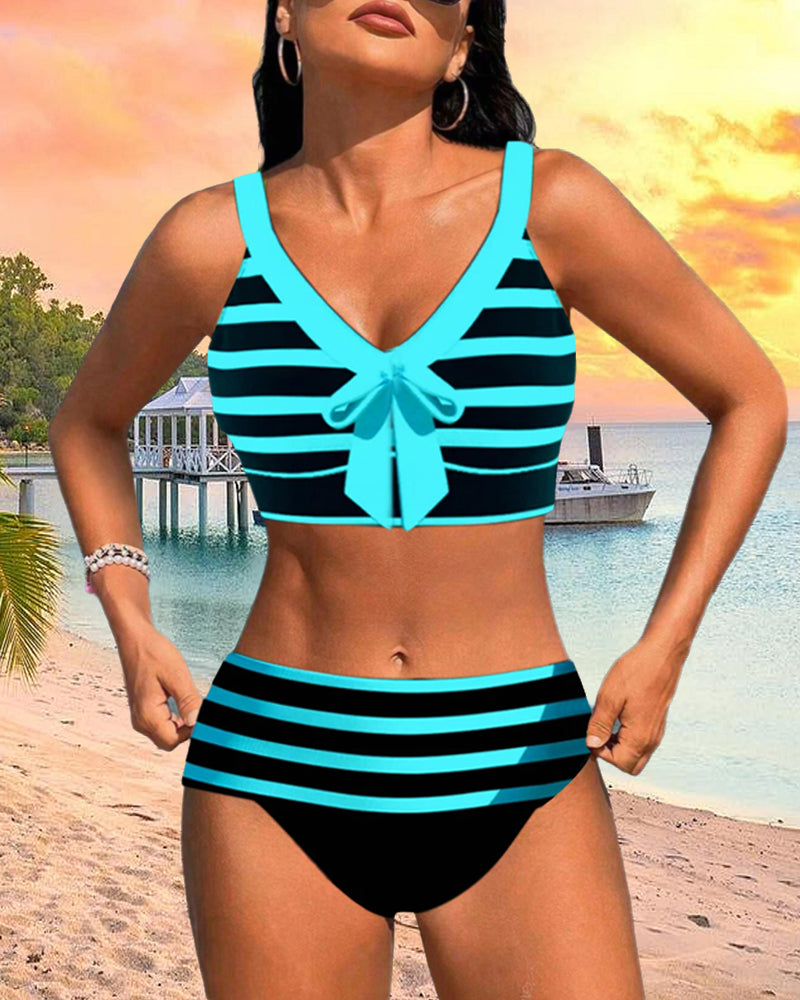 Maya | Gestreifter Bikini mit hoher Taille