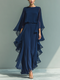 Marineblau Elegantes Set Rüschen