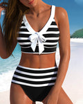 Maya | Gestreifter Bikini mit hoher Taille