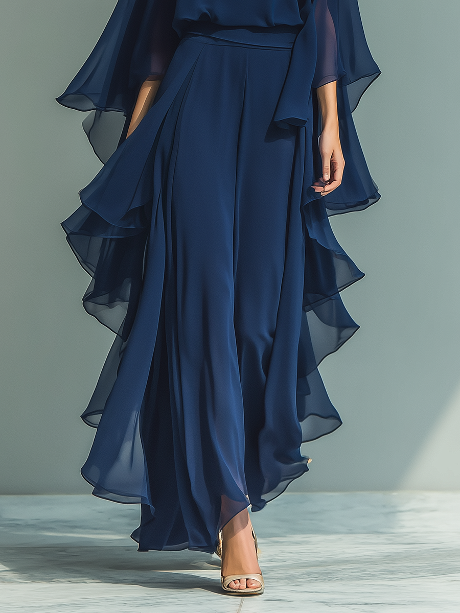 Marineblau Elegantes Set Rüschen