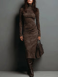 Mildred™ Elegantes Wildleder-Maxikleid