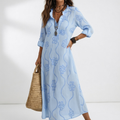 CLAIRETTE | ELEGANTES MAXIKLEID MIT V-AUSSCHNITT
