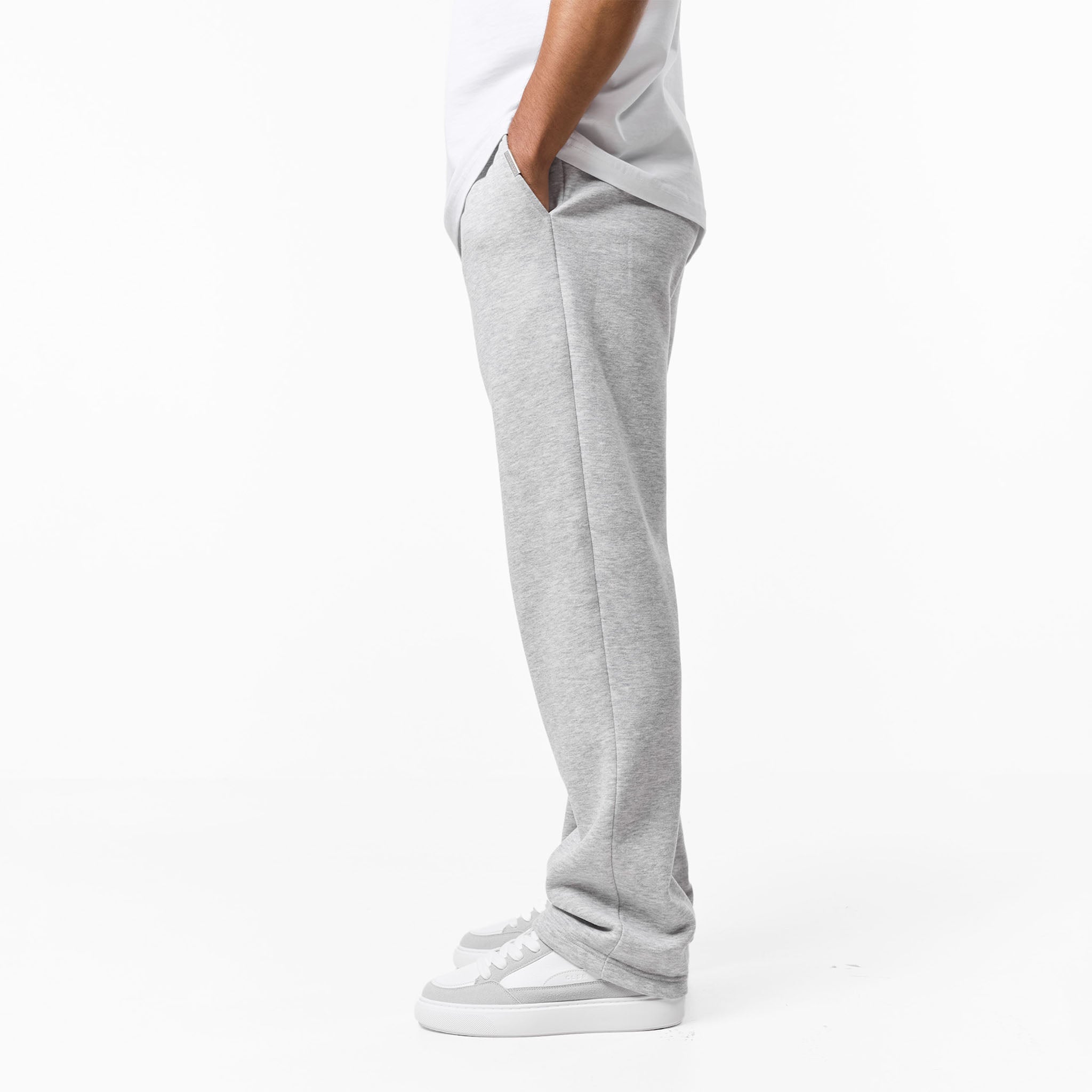 Leonard - Relaxed Fit Offene Jogger-Grau Meliert
