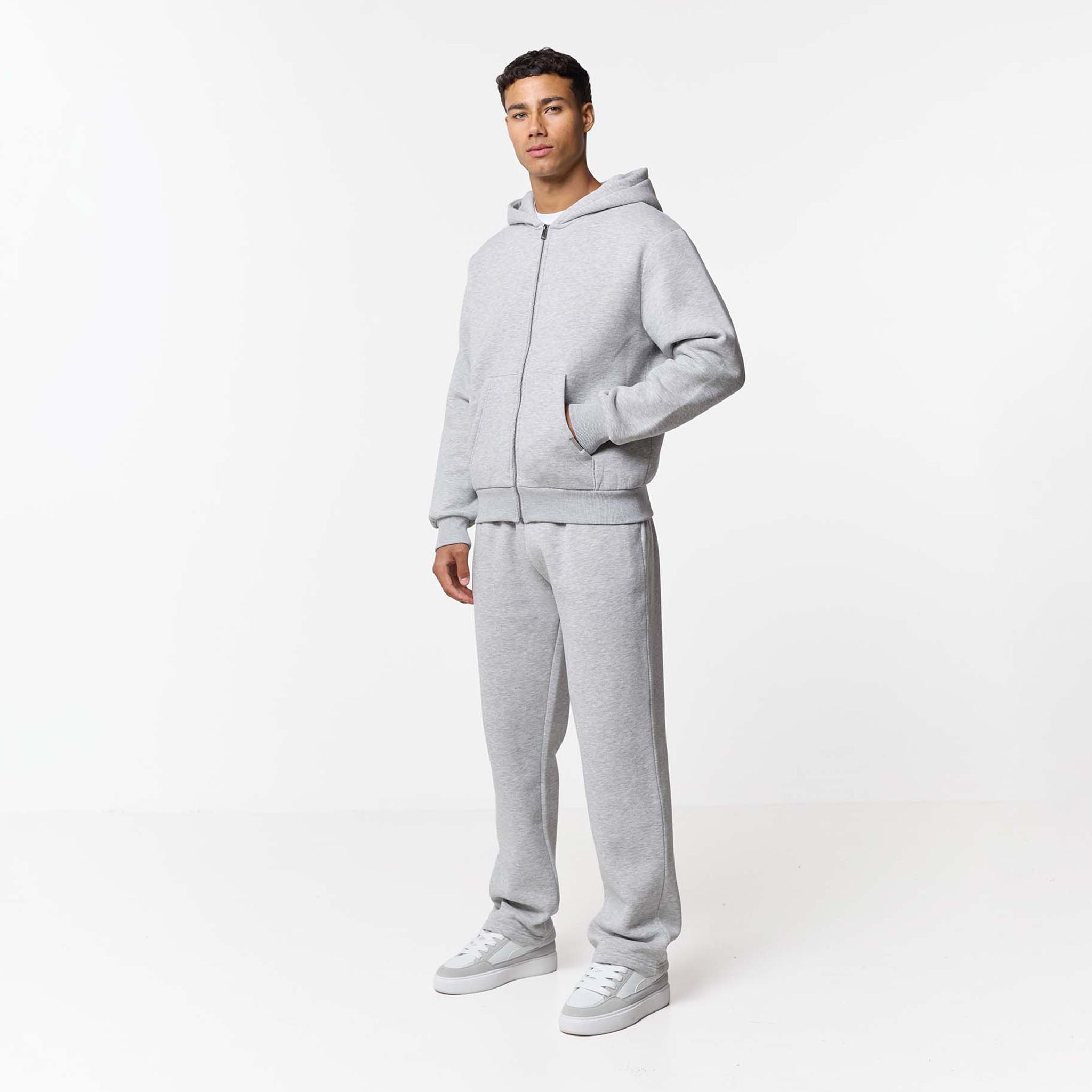 Leonard - Relaxed Fit Offene Jogger-Grau Meliert