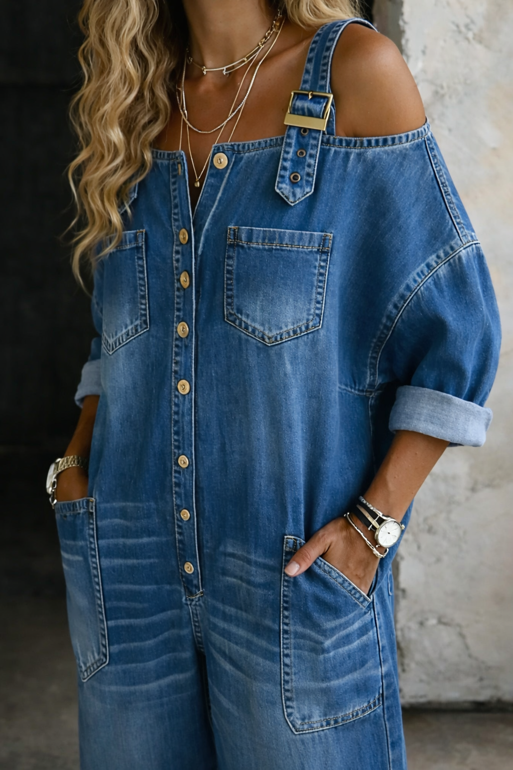 Sophia | Jeanskleid mit schulterfreien Trägern
