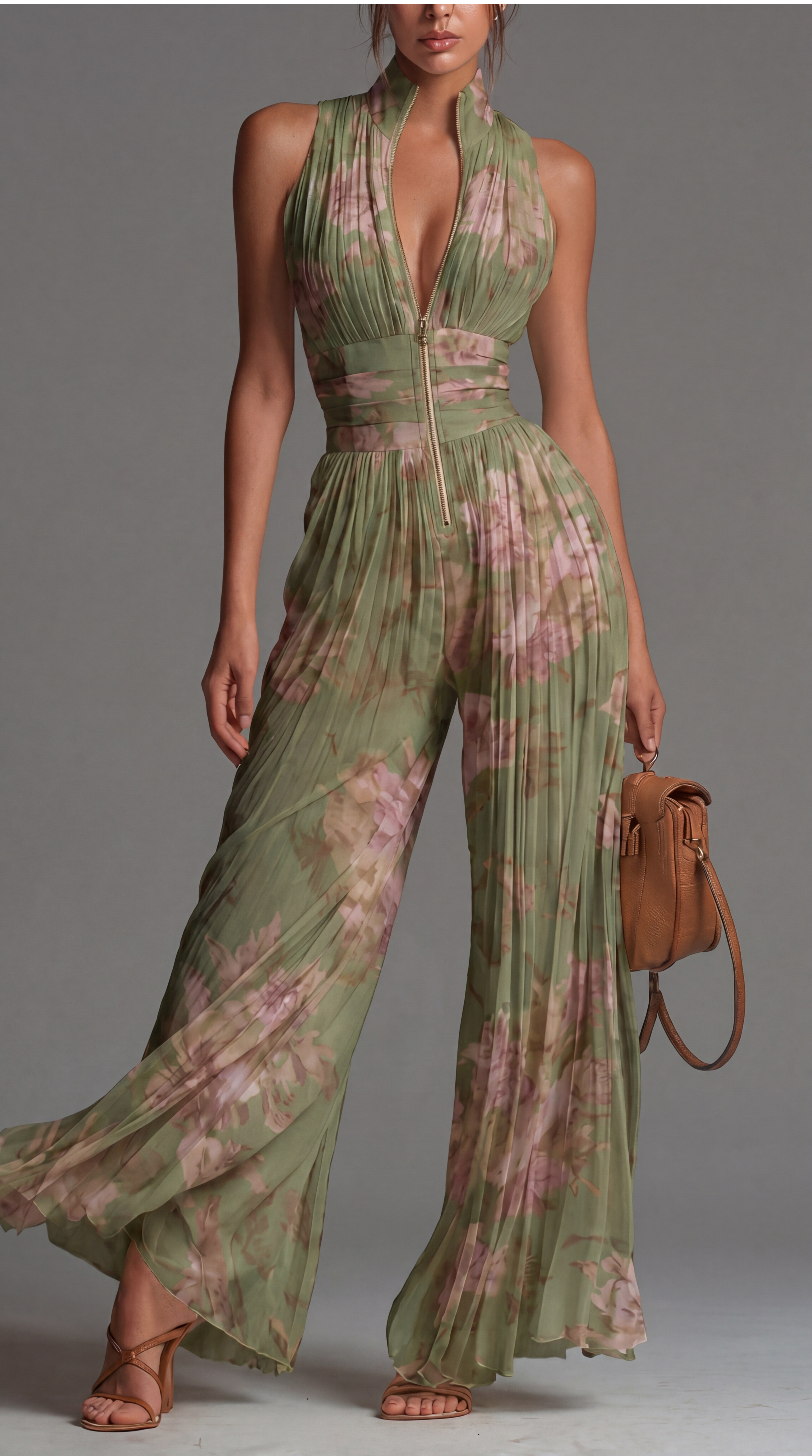Zineb | Plissierter Floral Jumpsuit