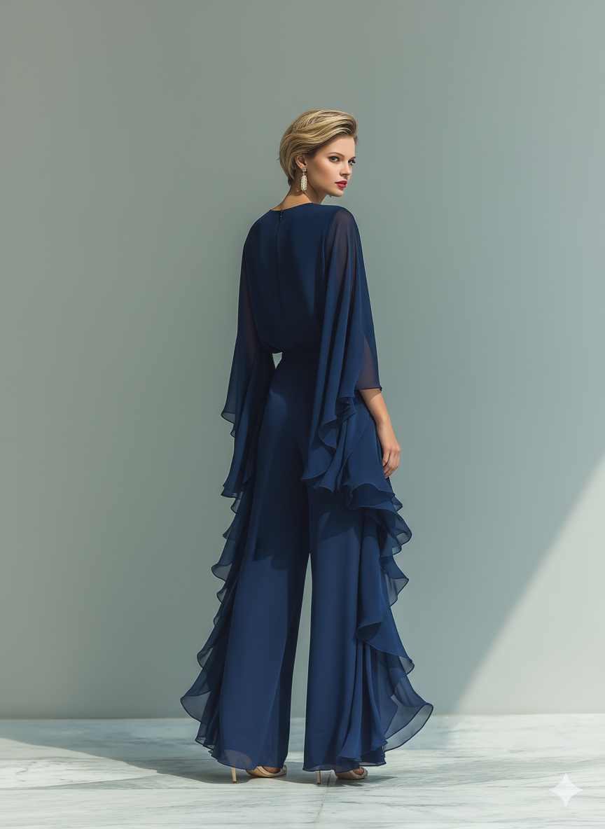 Marineblau Elegantes Set Rüschen