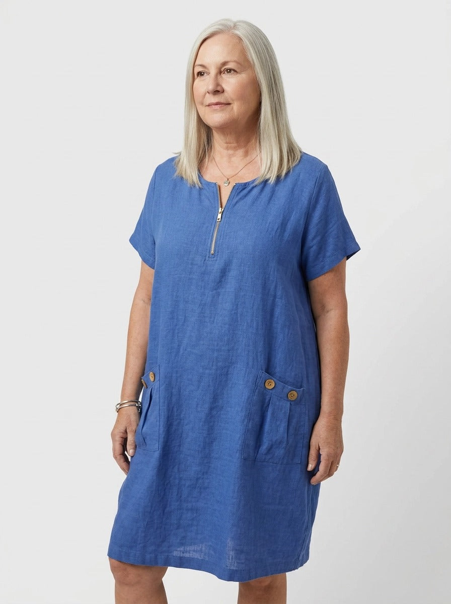 NINA | LUFTIGES SOMMERKLEID MIT KNOPFDETAILS