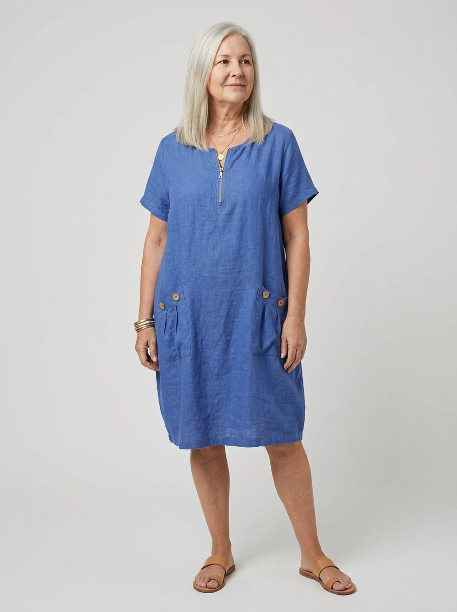NINA | LUFTIGES SOMMERKLEID MIT KNOPFDETAILS