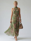 MIRELLE | Plissiertes Halter-Maxikleid