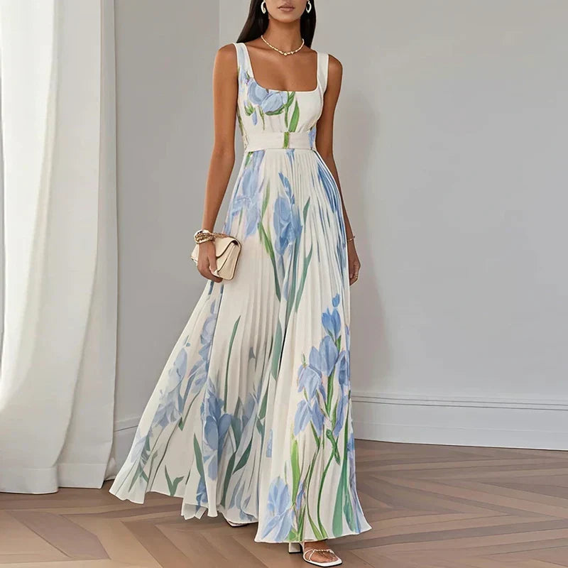 LYRIA | Elegantes Blumenkleid Maxi mit schmeichelhaftem Falten-Silhouette