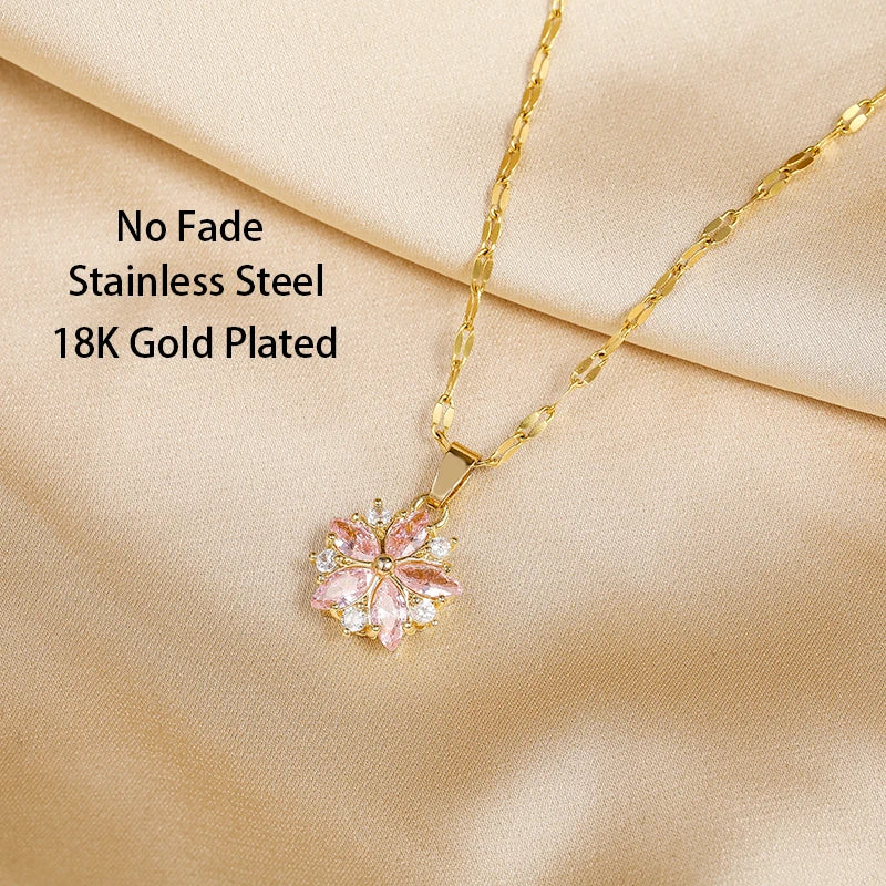 Collier Sakura Rose Romantique aus Edelstahl